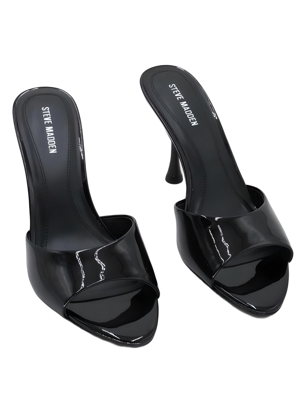 Steve Madden Womens Santi Black Patent Open Toe 3.5" Heel Size 8M